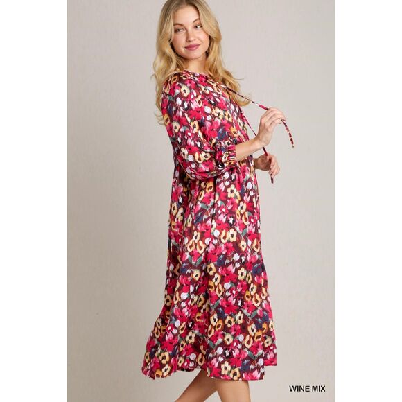 Umgee NWT Boutique Gypsy Boho Floral Impressionist Paint Dress S M L - Picture 4 of 10